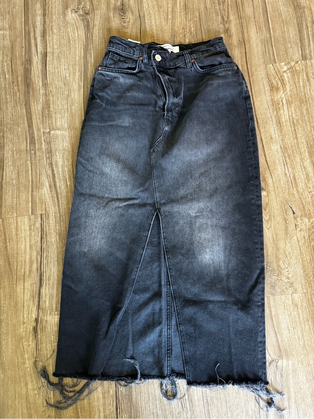 Reformation Nila long denim skirt black size 26